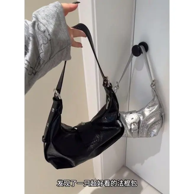 Túi Messenger Đeo Vai, Thiết Kế Cổ Điển Độc Đáo Phong Cách Ngọt Ngào Và Ngầu Thích Hợp Cho Các Cô Gái Nóng Bỏng, Đinh Tán Cũ, Dễ Phối Đồ, Chất Lượng Cao, Túi Kẹp Nách Đi Xe Máy, Thời Trang 3