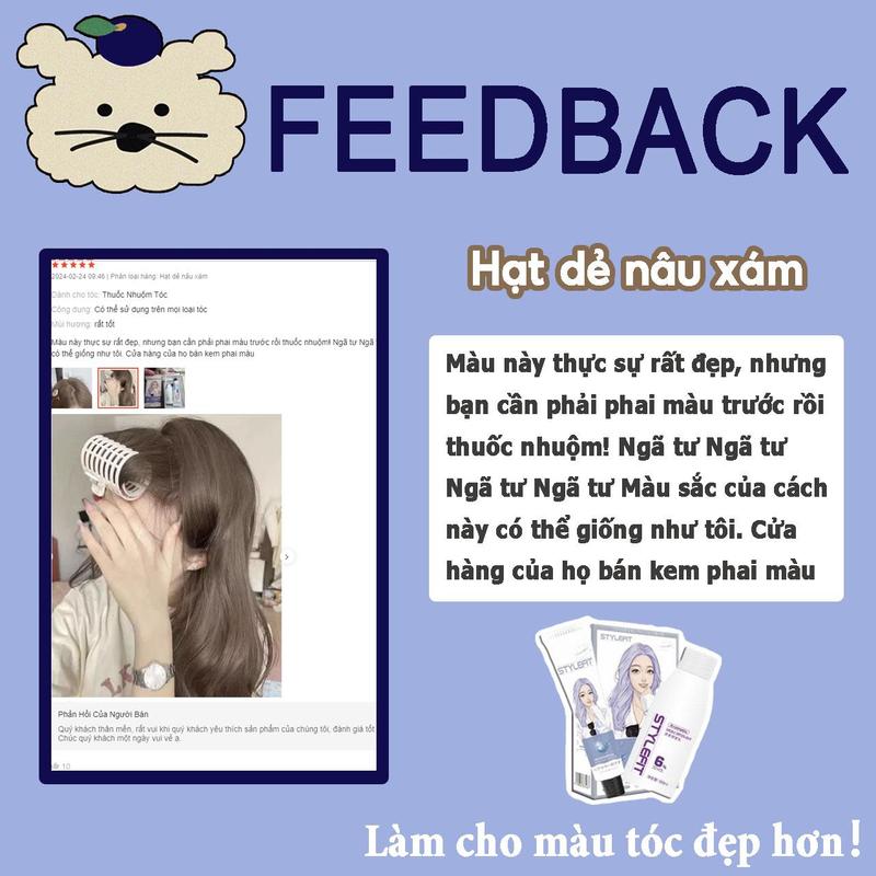 thuốc nhuộm tóc màu nâu xám ,Thuốc nhuộm tóc Nhật Bản, gửi một bộ dụng cụ nhuộm tóc đầy đủ+dầu xả Đổi Màu Tóc 4