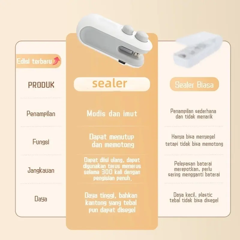 {Dapat digunakan kembali} Bajiss Snack Sealer Mini Food Pelestarian Plastik Sealer Portable - 2 in 1 Segel / Buka Dual Use 6