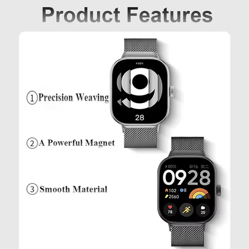 Dây đeo kim loại cho Xiaomi Smart Mi Band 9 Pro 8 Pro Dây đeo đồng hồ thông minh Vòng đeo tay bằng thép không gỉ từ tính cho Xiaomi Redmi Watch 4 Dây đeo cổ tay 6
