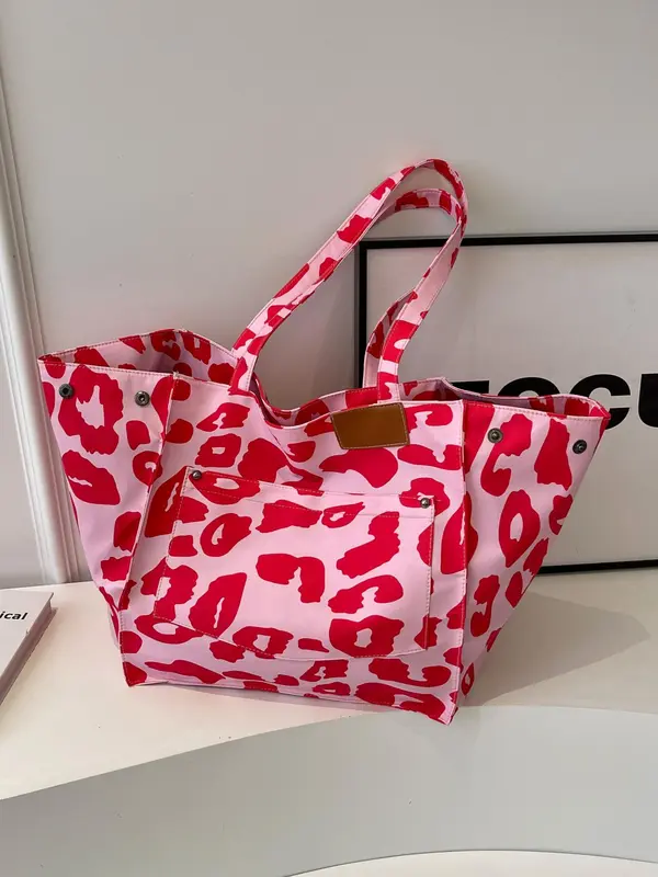 Fashion Leopard Pattern Tote Bag, Large Capacity Shoulder Bag for Women, Casual Trendy Versatile High-quality Daily Commuting Bag, Girl Fashionable Bag 2