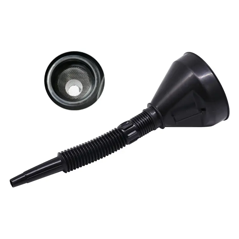 Corong Flexible Oli Air Minyak Bensin Wide Moiuth Funnel Retractable Bendable Hitam Plastik Wadah Kitchenware 1