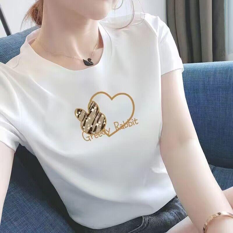 Áo Phông Ngắn Tay Màu Trắng, Dành Cho Nữ, Trang Phục Mùa Hè, Phong Cách Đi Chơi Đơn Giản, Dáng Rộng Và Ôm Sát, Cỡ Lớn, Áo Phông Cổ Tròn Tay Lỡ, Áo Sơ Mi Cơ Sở, [45% Tỷ Lệ Mua Lại] 0