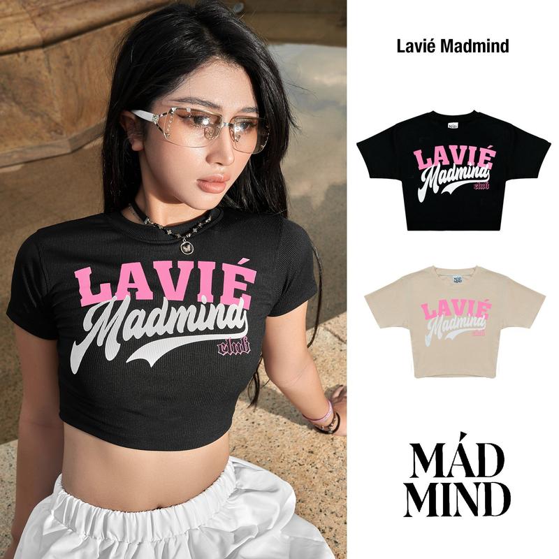 Áo Phông Croptop Lavie Madmind Vải Thun Gân Cao Cấp Form Ôm Body Sang Chảnh - Màu Be   Đen 