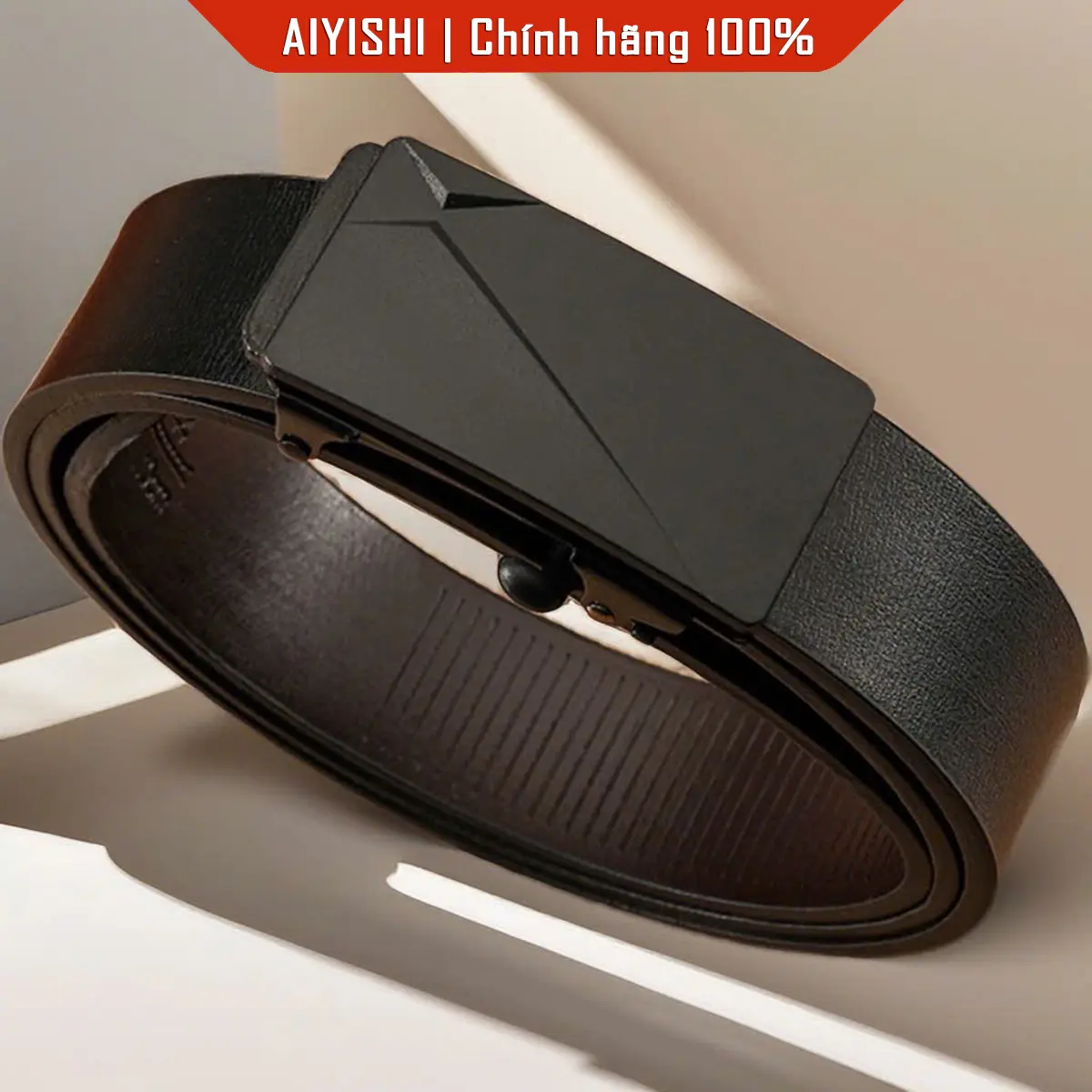 Thắt Lưng Mặt Hợp Kim Không Gỉ D24, Hàng Chính Hãng 100%, Khóa Tự Động, Da Cao Cấp, Giấu Dây Luồn Trong, Dây Nịt Nam AIYISHI Phong Cách Hàn Quốc.