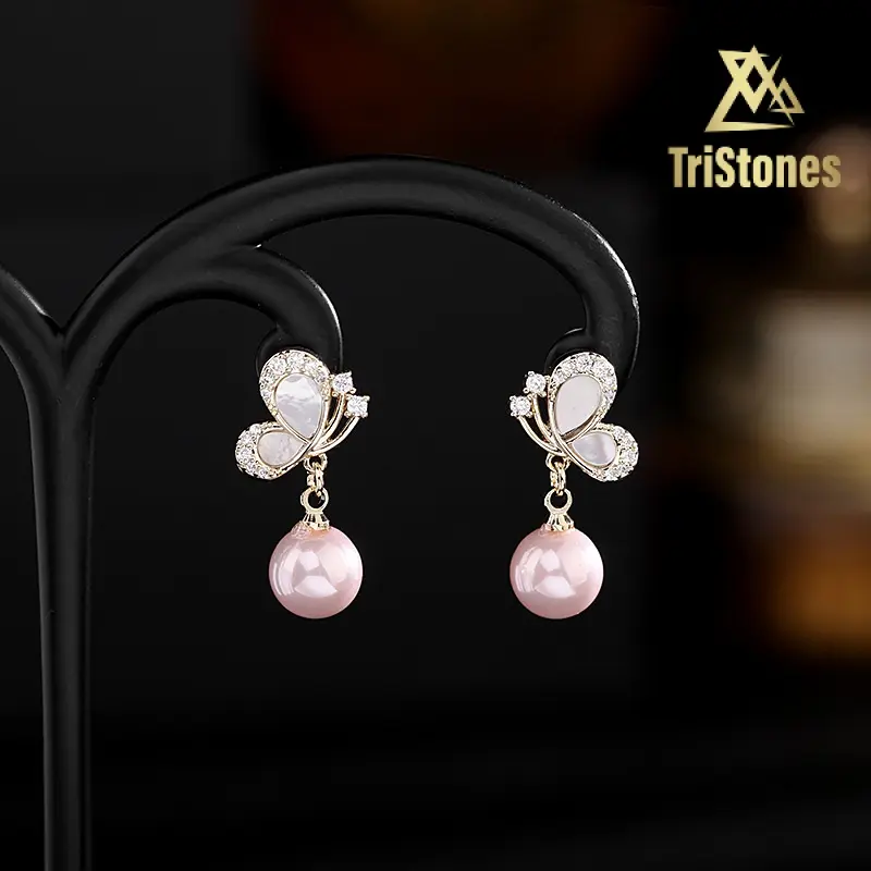 Hoa Tai Kiểu Pháp, Thiết Kế Đẹp Nhật Bản Và Hàn Quốc, Hoa Tai Vỏ Sò Nhỏ Đinh Tán Bướm Zircon Ngắn, Dành Cho Nữ Khuyên Tai Voi Voan Cua 0