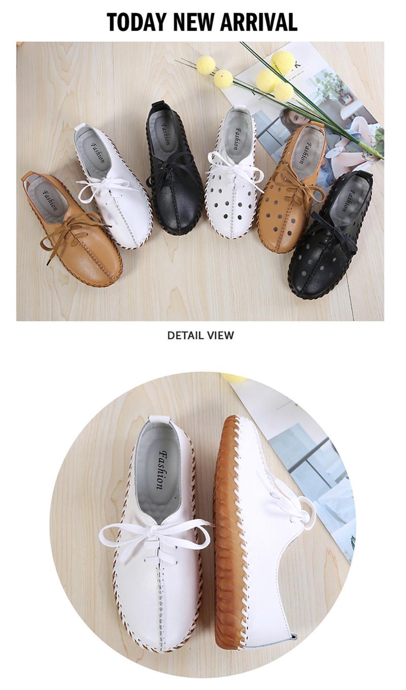 Product Introduction of Leather hand stitched single shoes Soft soled mother shoes lace-up retro fashion casual shoes flat women's shoes 17