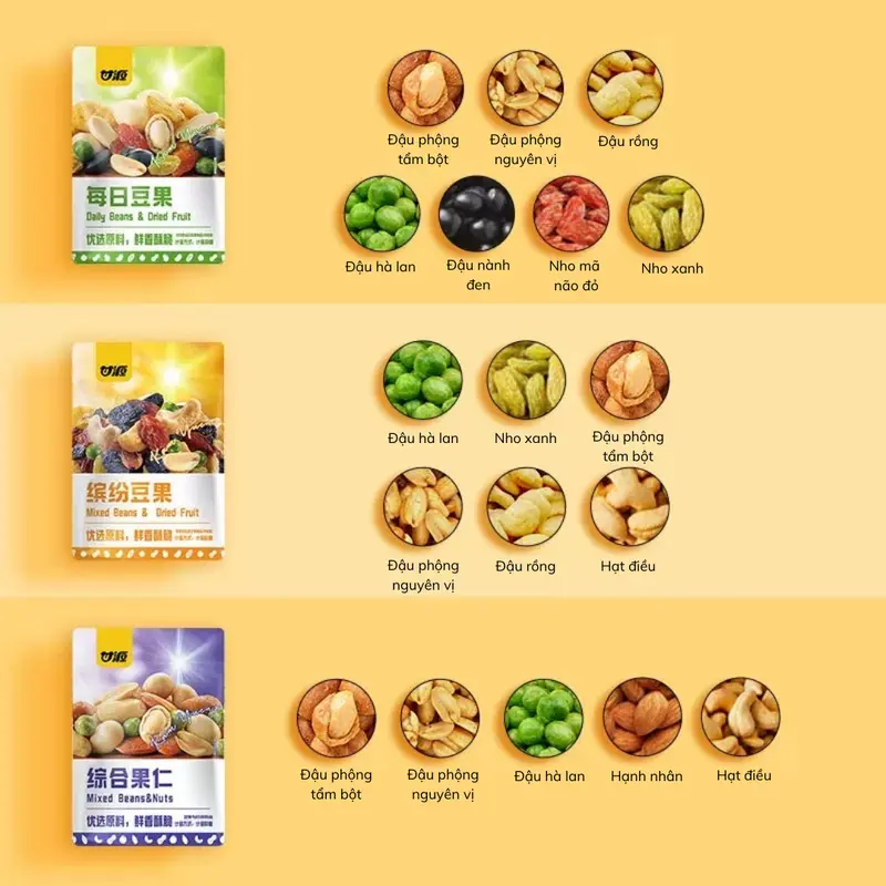 Gói hạt mix dinh dưỡng tổng hợp nhiều hương vị sấy giòn, đồ ăn vặt Snack - Food 1