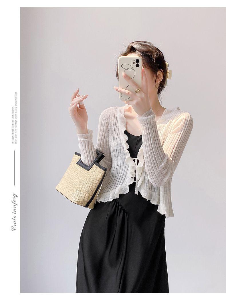 Product Introduction of Áo Cardigan Dệt Kim, Chống Nắng, Áo Cánh Che Kín Ngoài Mỏng Cho Nữ, Khăn Choàng Mùa Hè, Áo Khoác Vai Nhỏ Bằng Lụa Lạnh 15