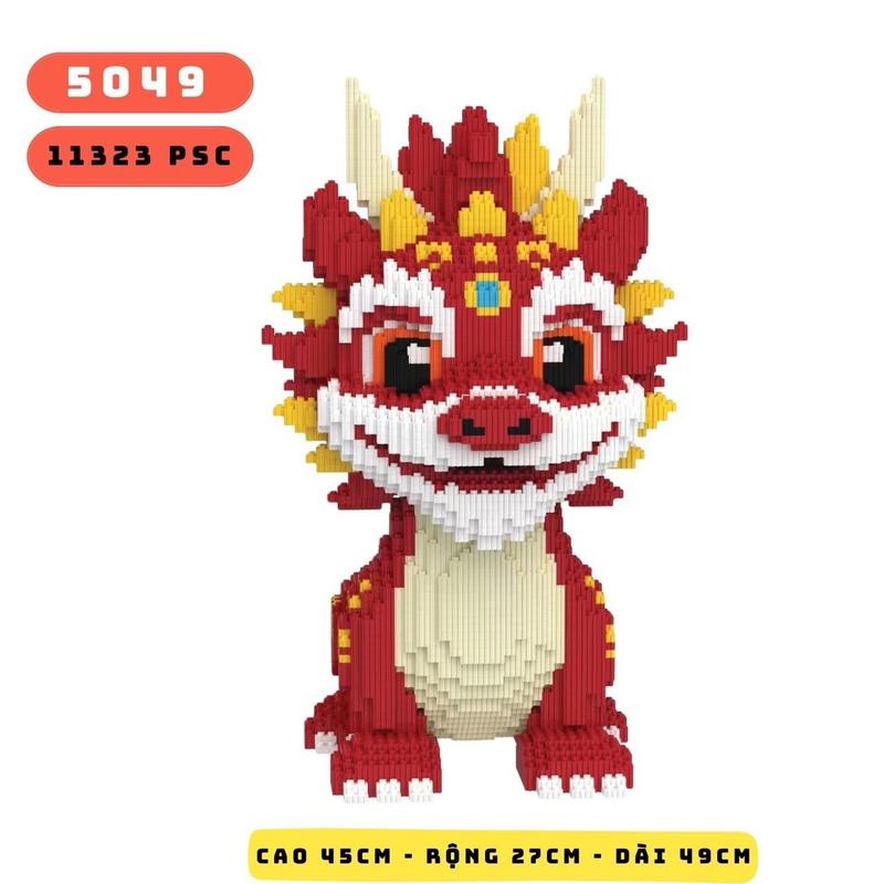 Mô hình lắp ghép rồng đỏ cao 45cm tặng 1 búa + 1 keo