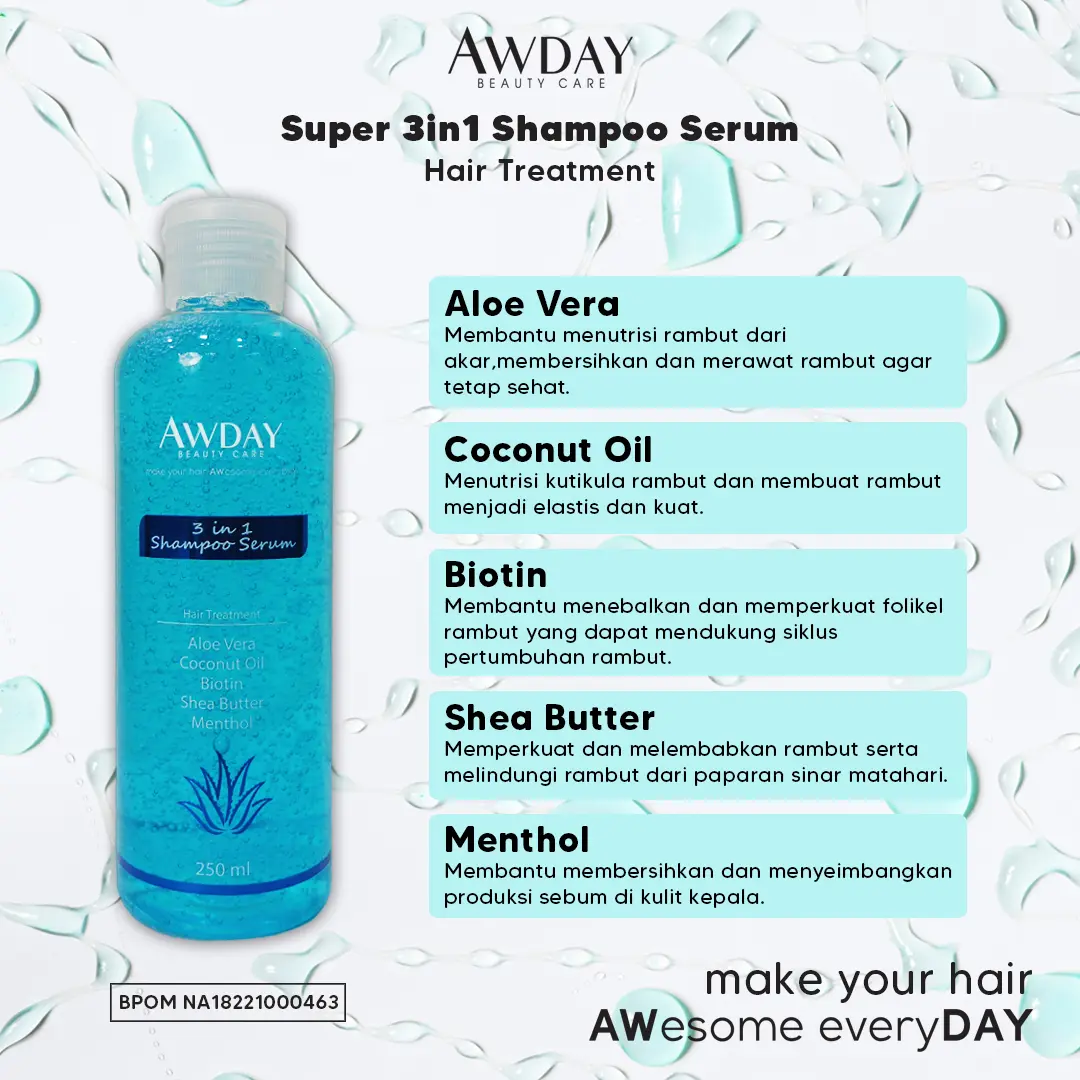 PROMO Awday Shampoo 3 in 1 anti ketombe dan rontok shampo