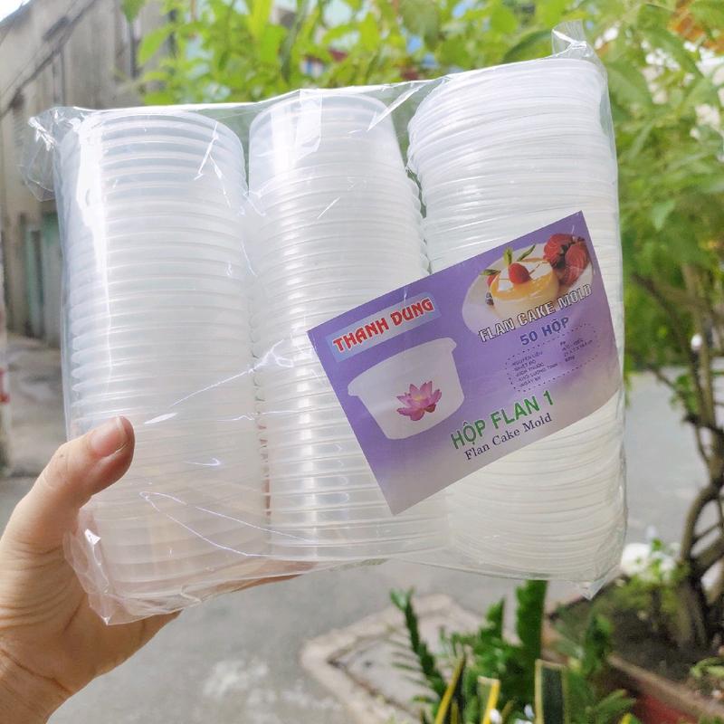 Combo 50 hủ làm bánh flan có nắp 70ml - làm rau câu