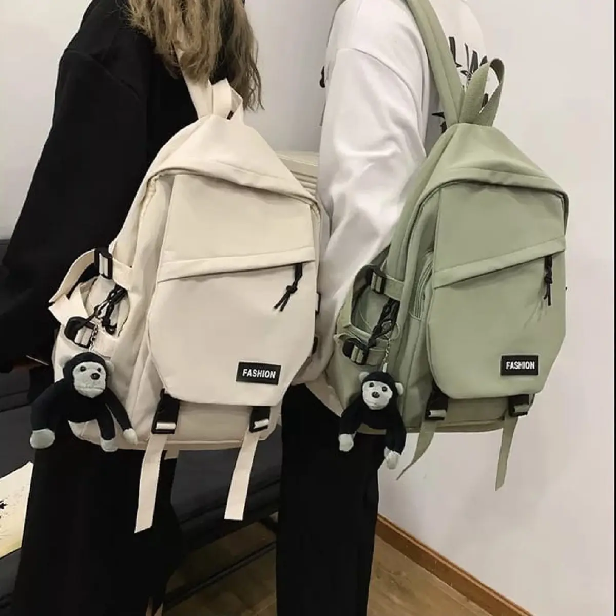 Tas ransel Backpack pria dan wanita Korea Kanvas Polos Sekolah