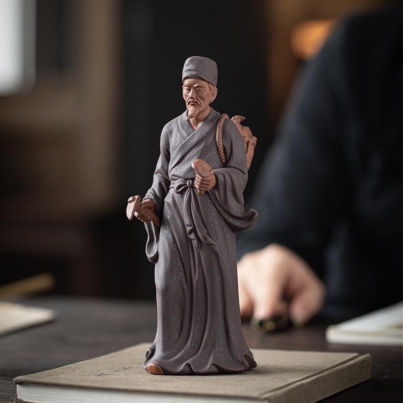 Tượng gốm : Thần Y Lý Thời Trân( gốm tử sa , cao 22cm ) , trang trí bàn trà , bàn làm việc