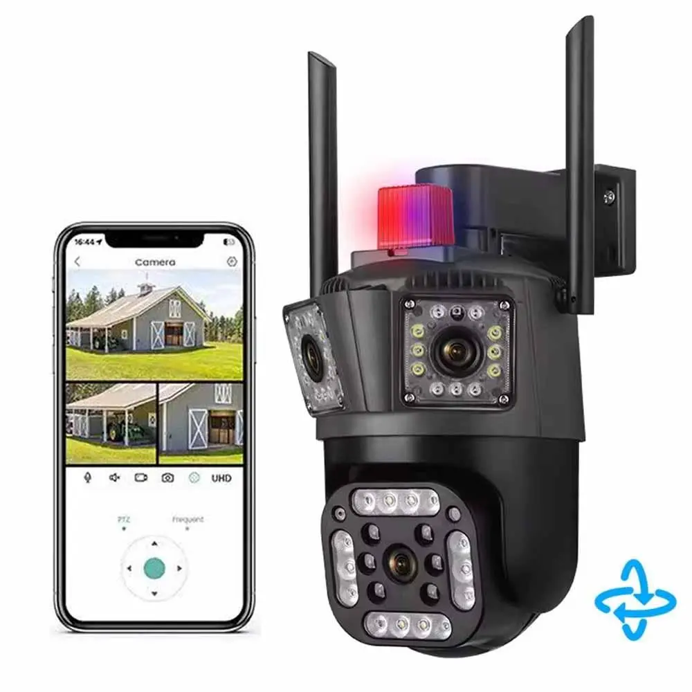Outdoor Waterproof Wireless WiFi HD Security Camera, 3-lens Outdoor Security Camera, 2.4G WiFi PTZ Outdoor Security Camera, Night Vision Camera