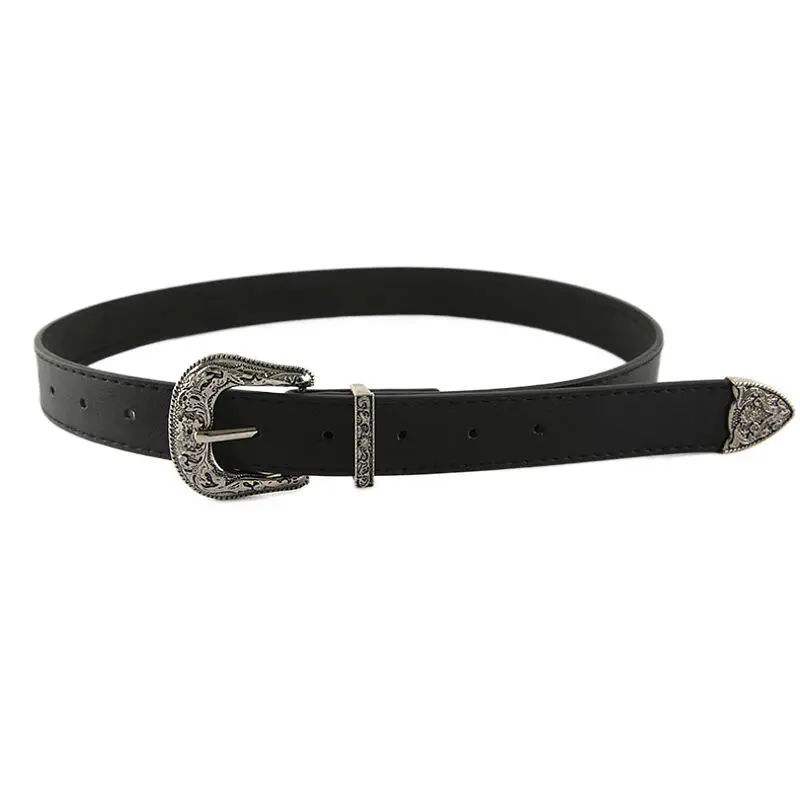 2024 New Popular Three Piece Carved Casual Trendy Belt Women's Straight