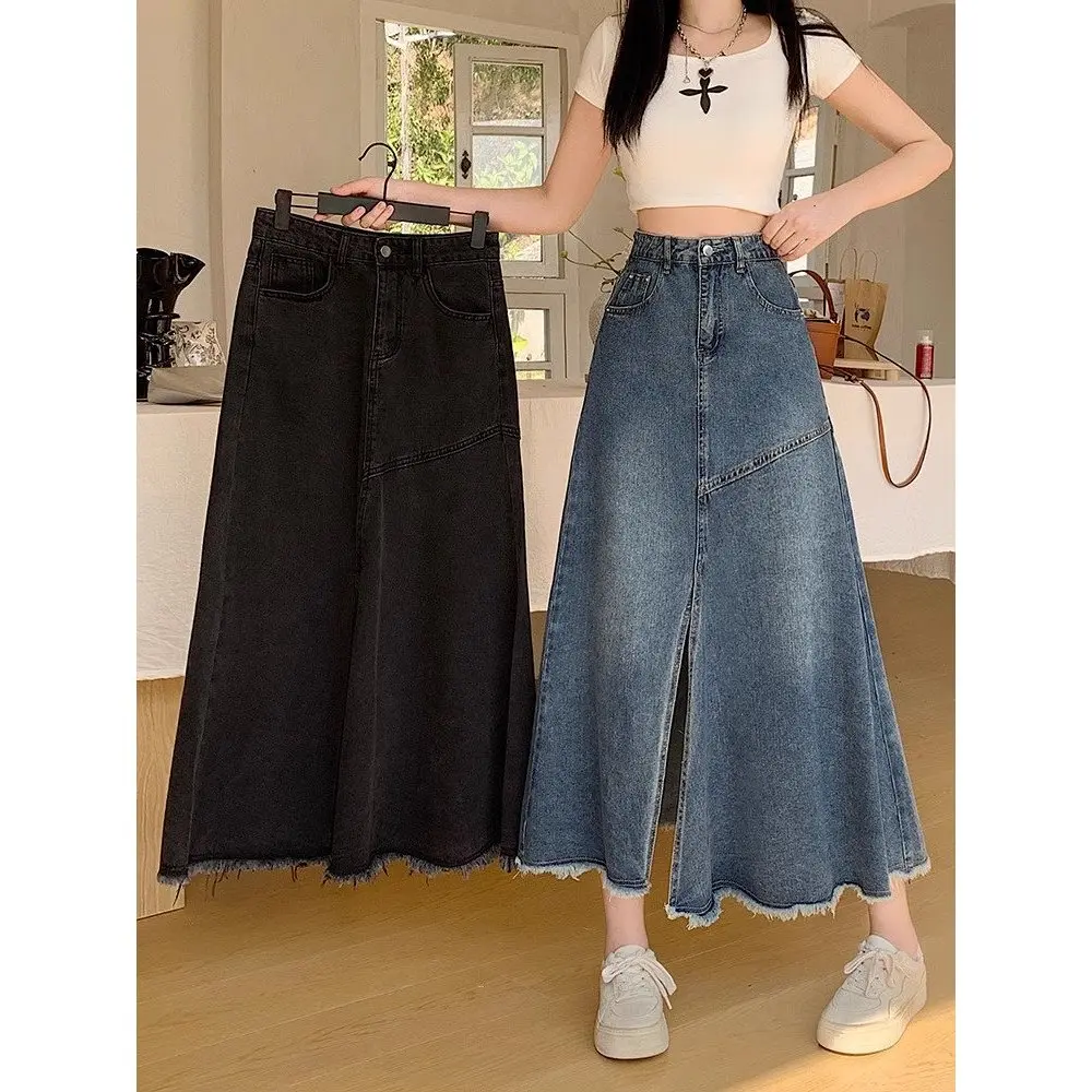 Chân váy jeans nữ dáng dài xoè cạp cao tôn dáng, chân váy bò nữ xanh đen hottrend KoKo CVD 58 Women KoKo Store