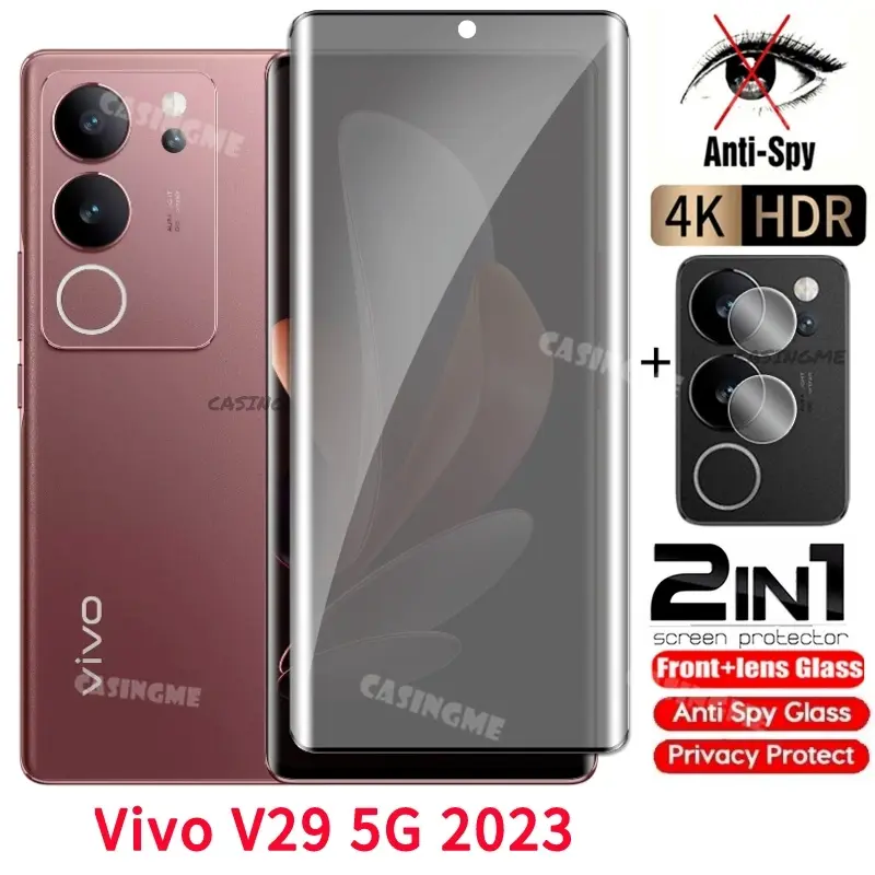 Vivo V29 5g ฟิล์มกันรอย กระจกนิรภัย ส่วนตัว ป้องกันสายลับ ฟิล์มกันรอยโค้งเต็ม กระจกนิรภัย เหมาะสำหรับ Vivo V29, v29pro, v 29, v29 pro, vivov29 5G, เปิดตัวในปี 2023 หน้าจอ