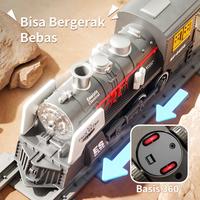Gambar Kereta Api Mainan Otomatis Anti Tabrakan - Kereta Uap Klasik dengan Efek Semprot Asap, Lampu, Suara & Jalan 360°, Mainan Edukatif Anak 3+ Tahun - Hitam dari Habibi toys_NEW Kota Administrasi Jakarta Timur 3 Tokopedia