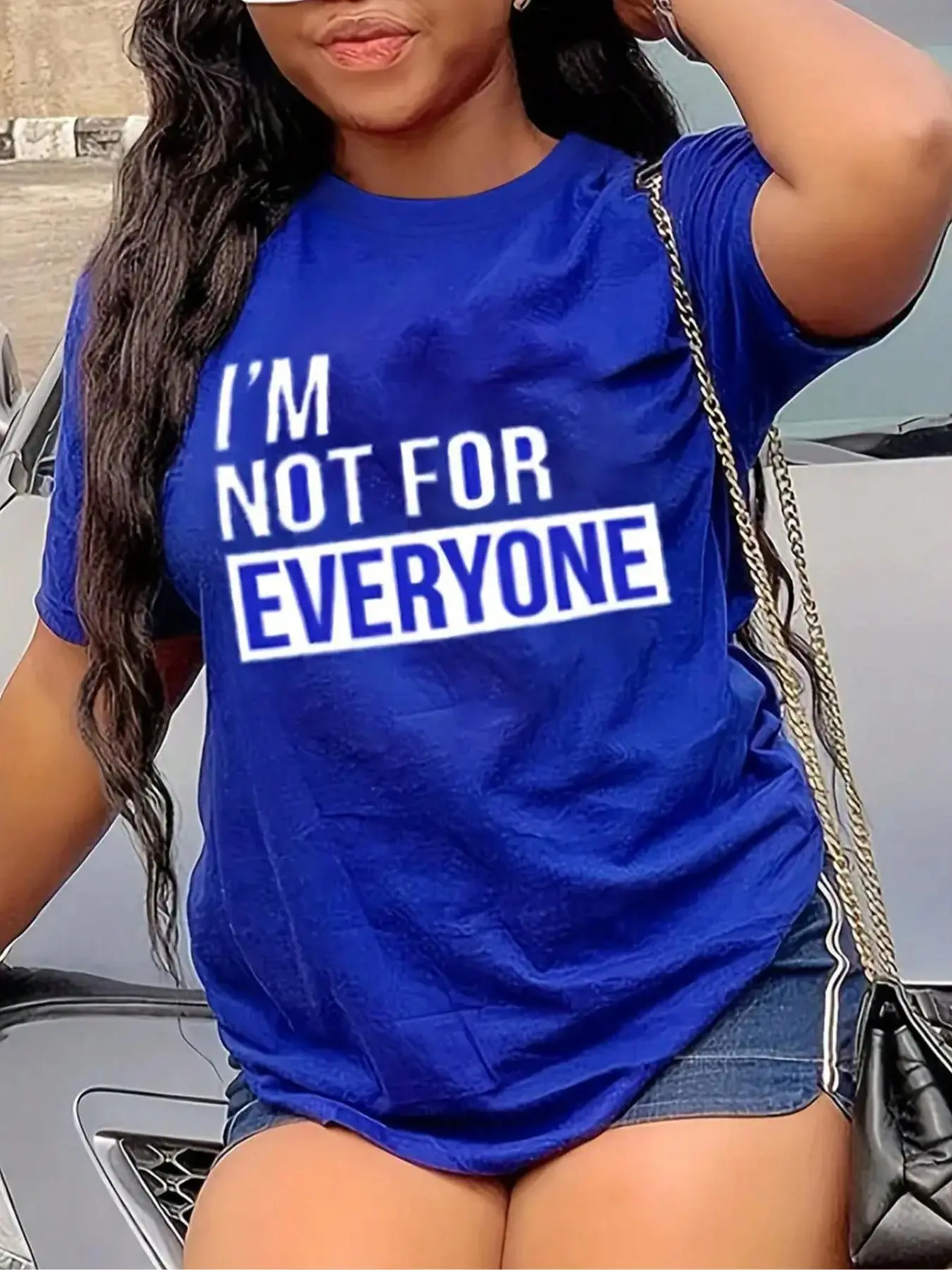 Women's " I'm Not for Everyone " Slogan Print Round Neck Tee, Casual Short Sleeve Crew Neck T-Shirt for Daily Wear, Ladies Clothes for All Seasons