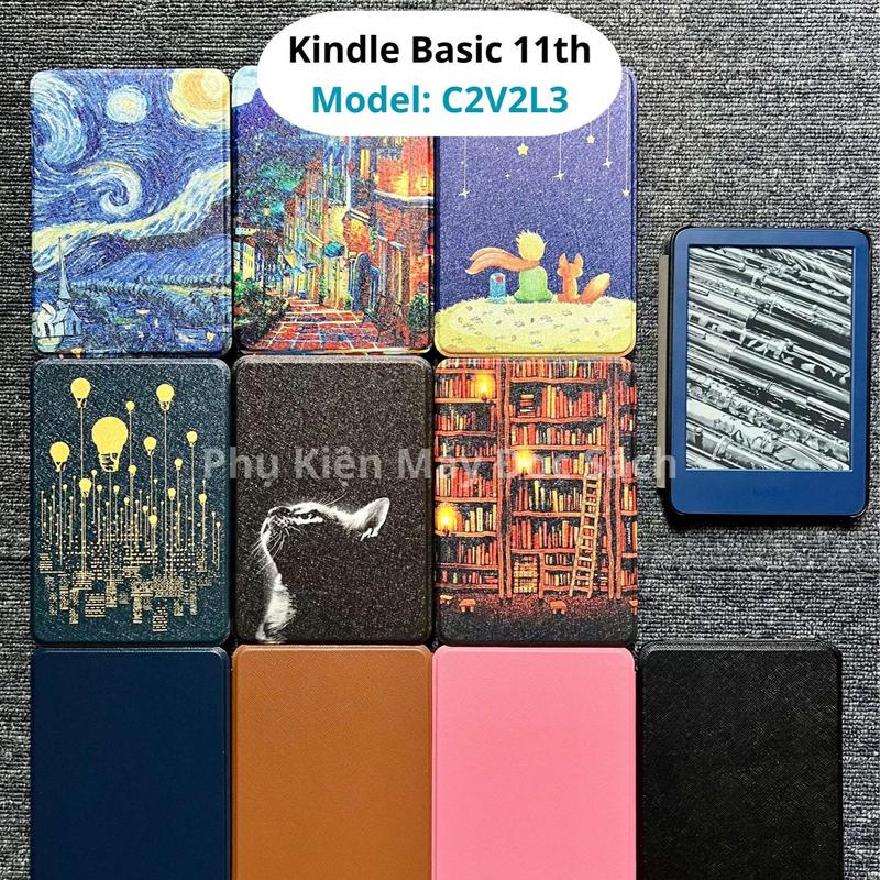 Bao Da Cover Kindle Basic 2022/Basic 2024 (11th) Model C2V2L3, Case Trơn/Hoạ Tiết