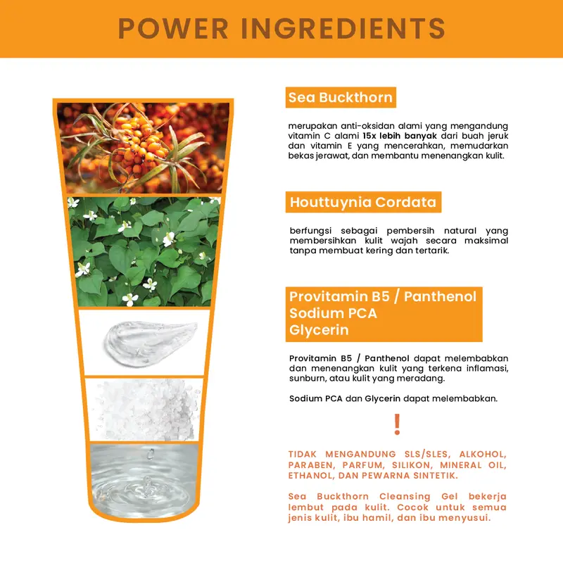 KLEVERU Sea Buckthorn Cleansing Gel Pembersih Wajah Low pH Hydrating Best Seller Membersihkan Muka Cleanser 5