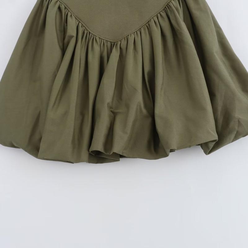Product Introduction of Summer Fashion Puffy Patchwork Sling Slimming Dress 16