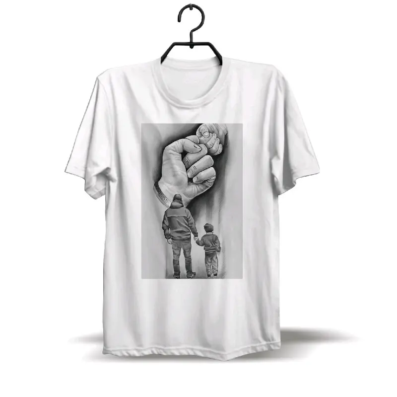BAJU KAOS PRIA SABLON DTG DESAIN KODE AYAH ANAK 1