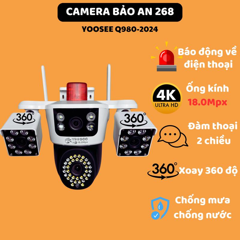 FS Camera Yoosee 3 Mắt XOAY 360 XEM 3 MÀN HÌNH - 18.0 Mpx- Giám Sát Chuyển Động - Xem Đêm Rõ Ràng - Hỗ Trợ Đàm Thoại Q980