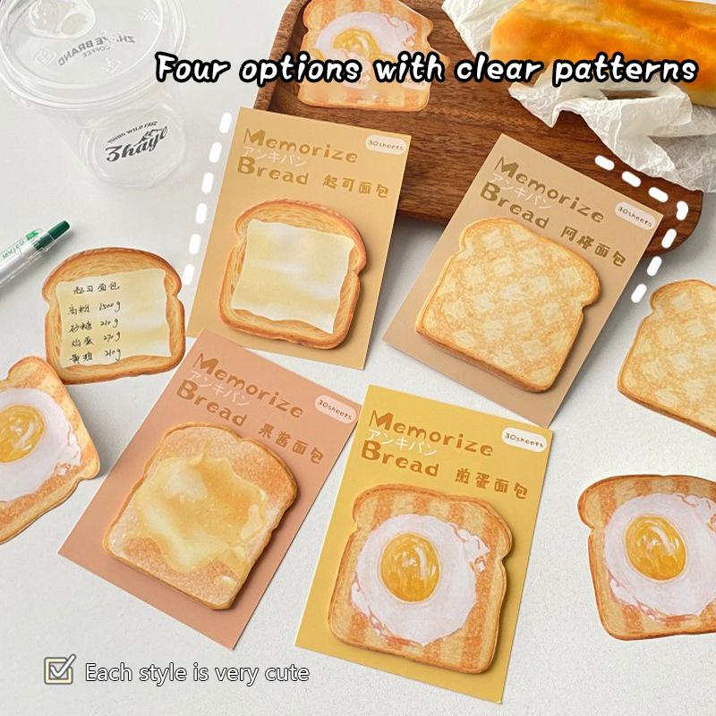 30Sheets Creative Fashion Toast Shape Convenience Sticker Message Paper Adhesive Self Sticky Sticky Notepad School Supplies 0