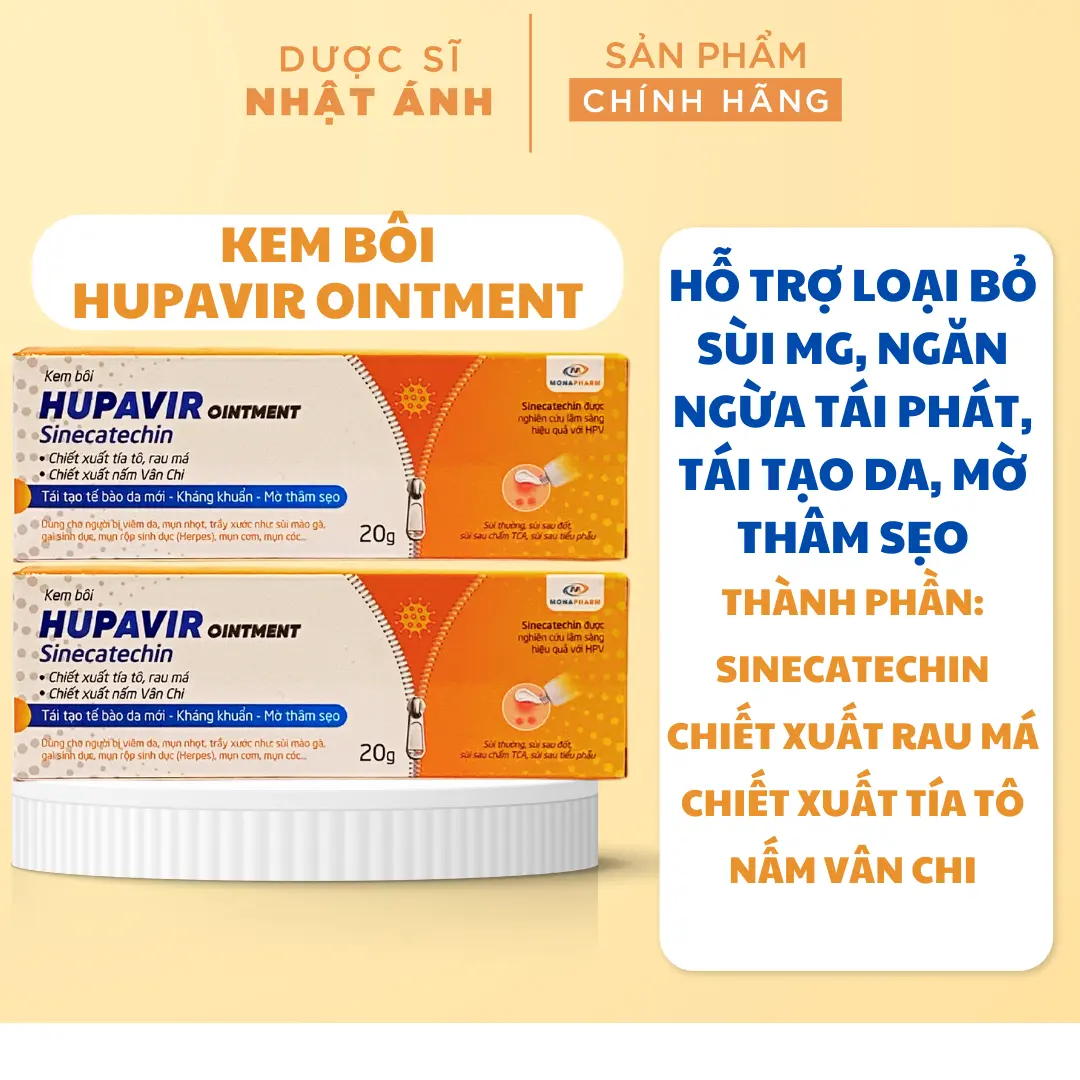 Kem Bôi HUPAVIR Ointment Hỗ trợ giảm Sùi, mụn cơm, mụn cóc 20g