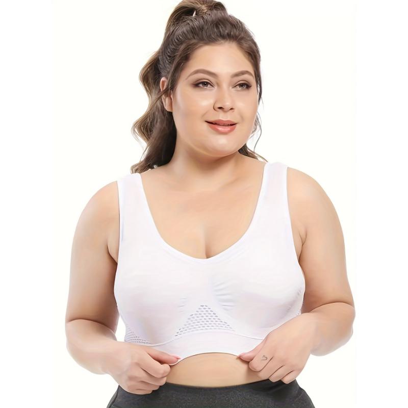 Large Size Seamless Sports Bra for Women - Purple, Breathable Mesh with Removable Pads, Comfortable and Fitted Vest Style, Breathable High Elasticity Fitness Running Wireless Hollow Mesh Yoga Underwear, Suitable for Fitness, Work, 4