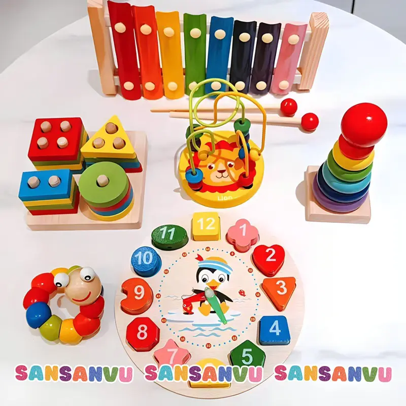 COMBO 6 MÓN ĐỒ CHƠI GỖ MONTESSORI THÔNG MINH PHÁT TRIỂN TRÍ TUỆ CHO BÉ 8