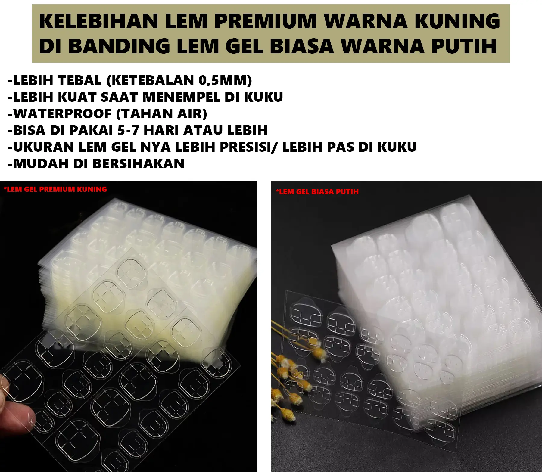 LEM GEL DOUBLE TAPE KETEBALAN 0.55mm UNTUK KUKU PALSU FAKE NAILS NAIL ART - LEM GEL INI LEBIH KUAT TAHAN LAMA DAN LEBIH TEBAL/MEGA STORE