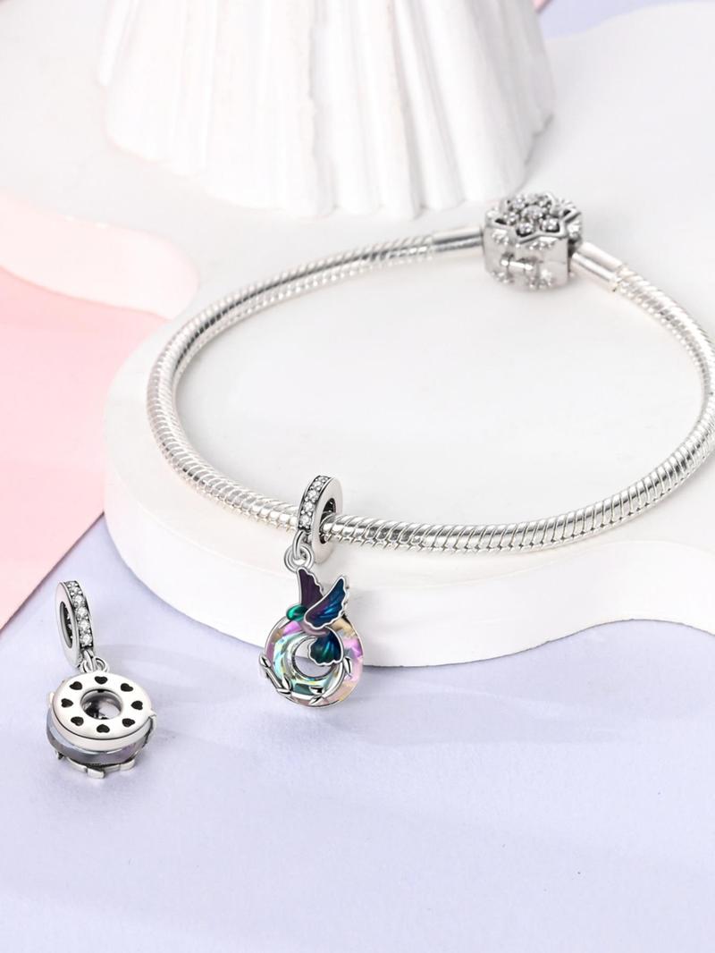 Product Introduction of Hummingbird Design Pendant, Rhinestone Decorated Pendant for Bracelet & Necklace, Fashion Accessories for Women & Girls 2