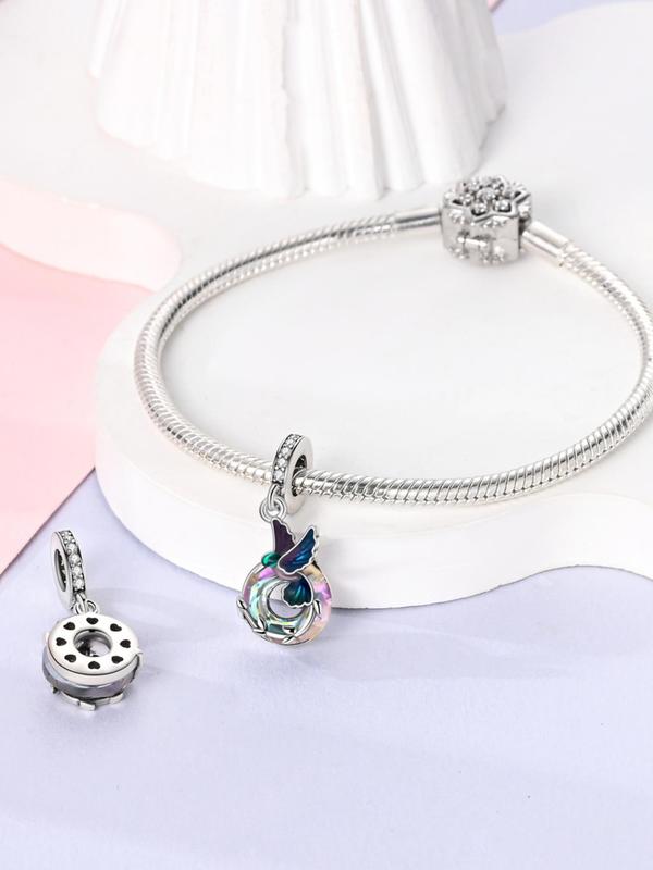 Hummingbird Design Pendant, Rhinestone Decorated Pendant for Bracelet & Necklace, Fashion Accessories for Women & Girls 2