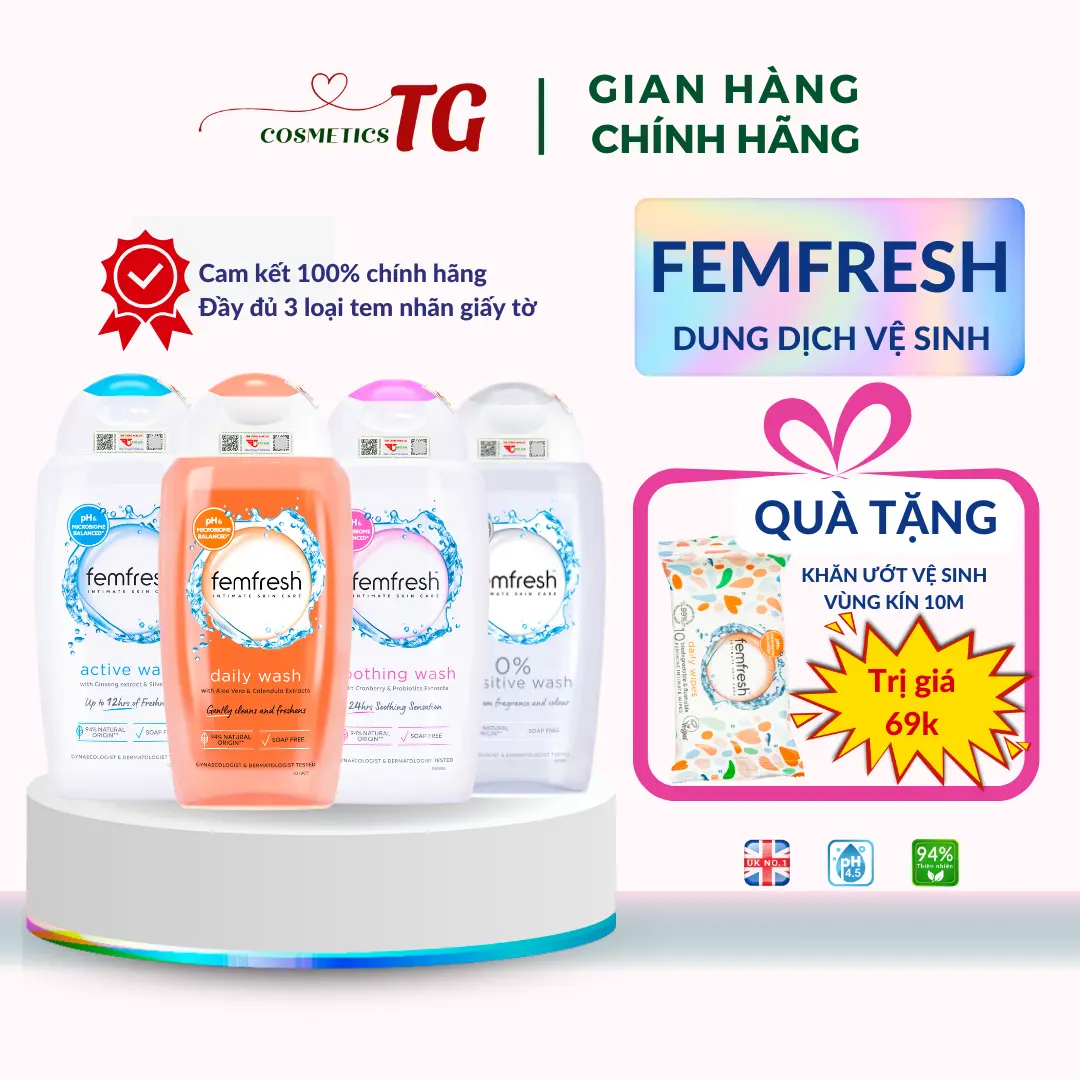 Dung Dịch Vệ Sinh Femfresh - Hỗ trợ Làm Sạch Kháng khuẩn, Lưu Hương Thơm Dịu Nhẹ Sử Dụng Hàng Ngày 250Ml