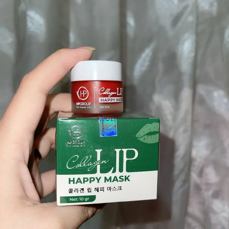 (Sỉ 10 hủ ủ môi ) Ủ Môi Collagen Lựu Đỏ Happy Lip HP GRUOP 10g Hỗ trợ mềm mướt môi, kích Hồng mờ thâm môi. Kích màu môi sau phun xăm 7