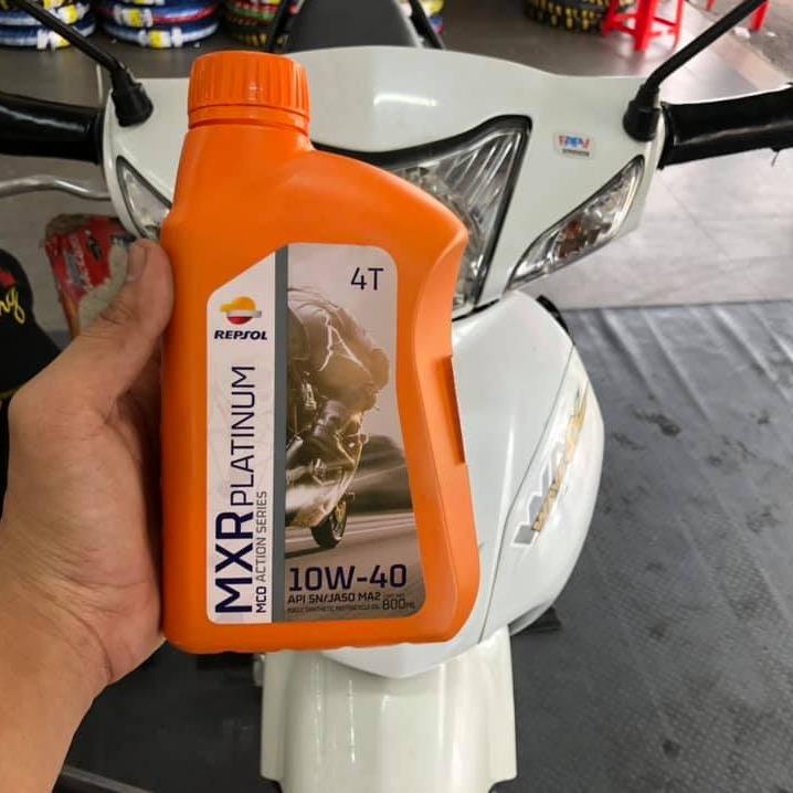 Dầu nhớt Repsol MXR Platium 10W40 0.8l cho xe số, xe côn tay (930030)