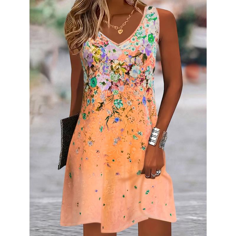 Fashion V Collar Loose Floral Printed Jumpsuit Fashion V Collar Loose Floral Printed Jumpsuit