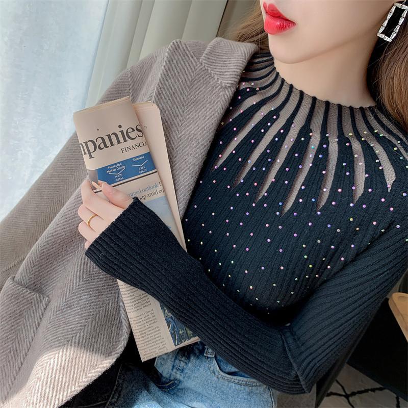 Product Introduction of Áo Lớp Nền Cho Nữ, Hàng Mới Về, Dáng Ôm, Ren Và Kim Cương Giả, Áo Áo Chui Đầu Dễ Phối Đồ Áo Len, Có Thể Mặc Bên Trong Áo Len, Thích Hợp Cho Mùa Thu Top Trắng 14