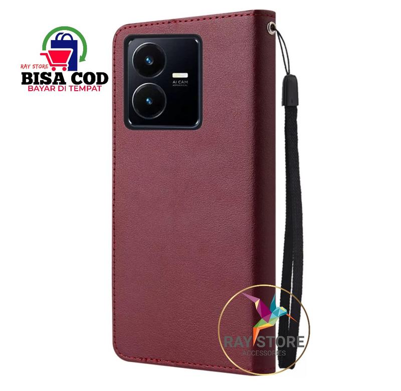 VIVO Y22 FLIP LEATHER CASE PREMIUM-FLIP WALLET CASE KULIT UNTUK VIVO Y22- CASING DOMPET-FLIP COVER LEATHER-SARUNG BUKU HP 5