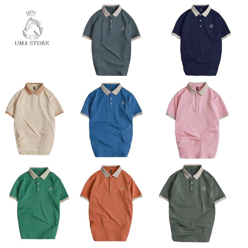  Combo 3 áo polo thêu U có cổ bẻ của nhà U.M.A 3 hàng xuất dư xịn thanh lịch mát lim ngắn tay top thun new 2024 đen be trắng Menswear Nam Tay Ngắn Shirt Cộc Tay có thể giặt máy sang trọng áo thun Kem 