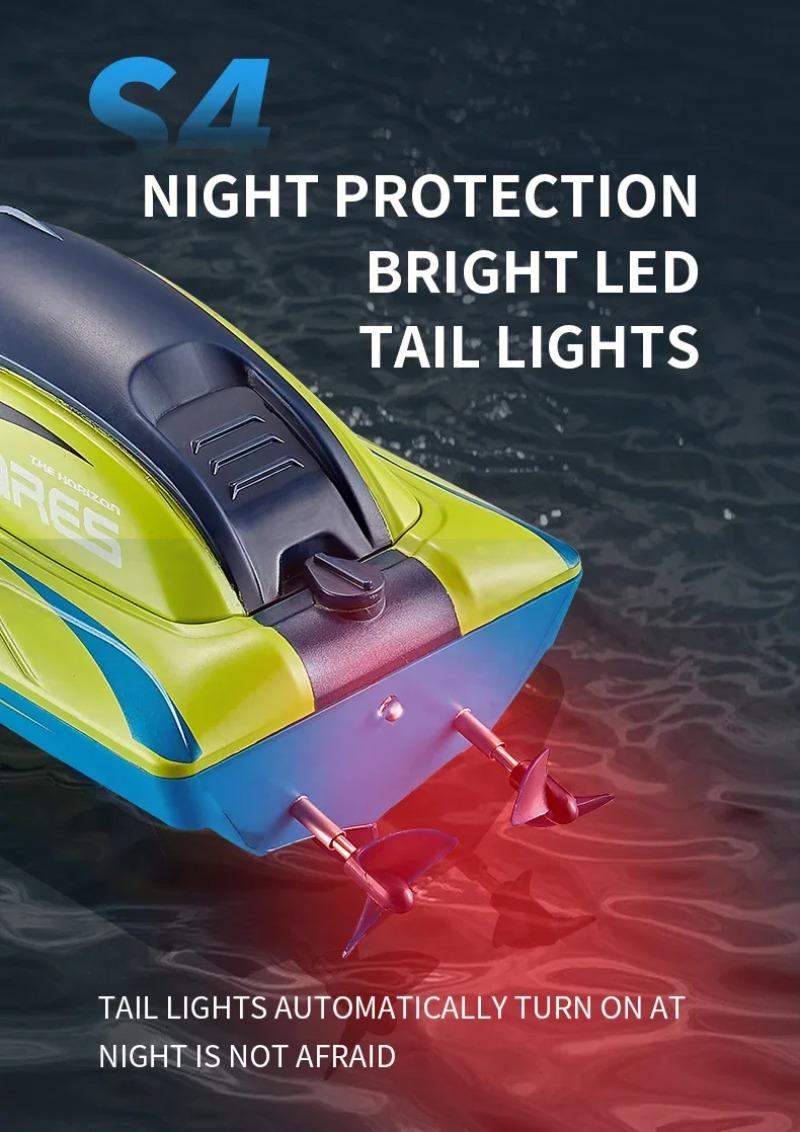 Product Introduction of 2.4G Remote Control Boat S4 Water Speed Boat Rechargeable Motor Toy Double Motor Children Boy Ship Model Toy Birthday Gift 14