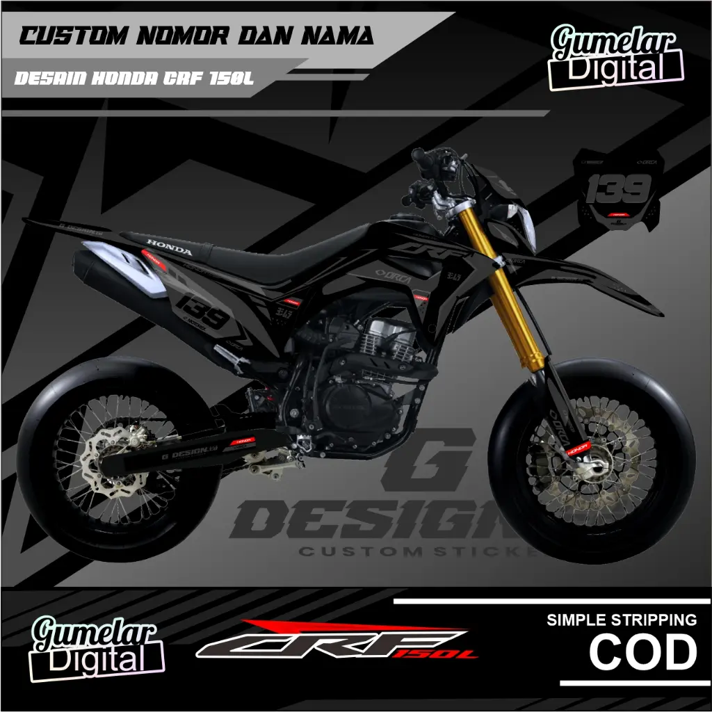 DECAL FULL BODY CRF 150L SUPERMOTO SIMPEL 011