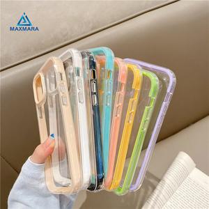 Candy Color Border Shockproof Silicone Phone Case For iP 13 12 11 Pro Max XR X XS Max 7 8 Plus Clear Phones Protectors Casing Waterproof