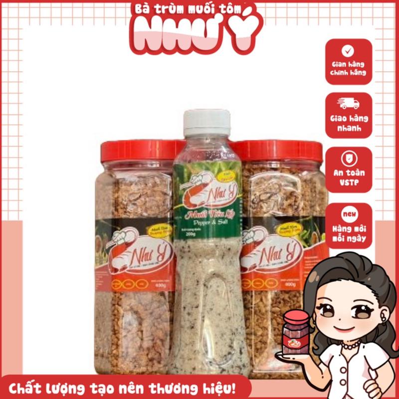  MUỐI TÔM NHƯ Ý COMBO 2 HỦ 400G TỰ CHỌN THEO SỞ THÍCH   Tặng muối tiêu 200G   Gia Vị Cay 