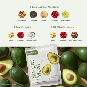 NutriMotion SuperMeal (12 Sachet) |  Tinggi Serat & Protein | Avocado & Banana
