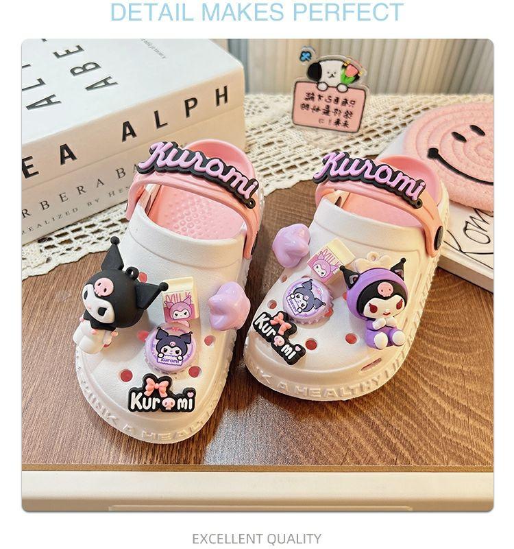 Product Introduction of Kuromi children's internet famous slippers, cool shoes, girls' hole shoes, funny girls' Kuromi fans, anti slip summer women's swimming one piece FNI6 12