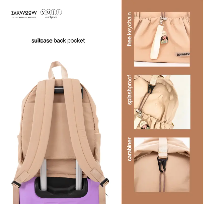 Zakwoowstyle Yuji Backpack FREE KEYCHAIN | Ransel Crinkle Lucu Anti Air Pink | Ransel Unisex 5